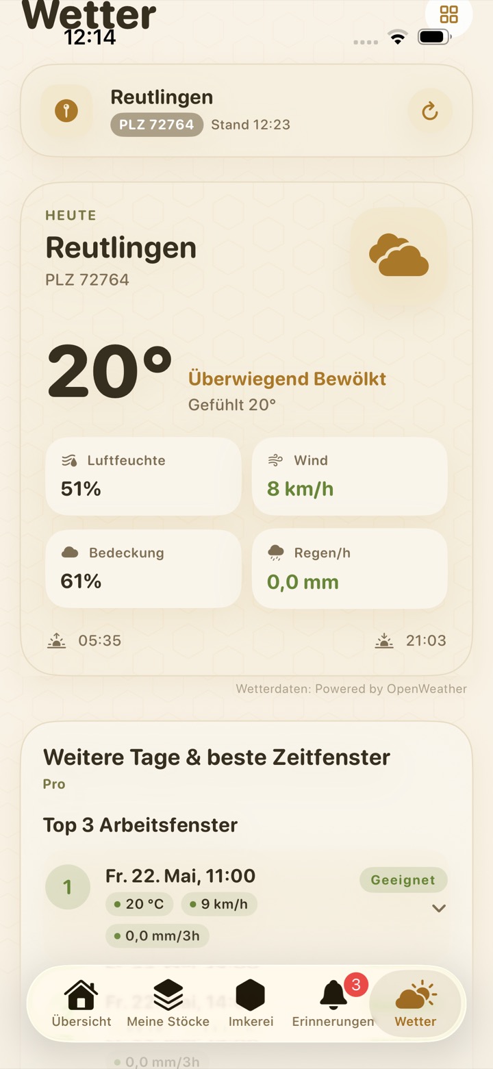BeeReady Wetterübersicht